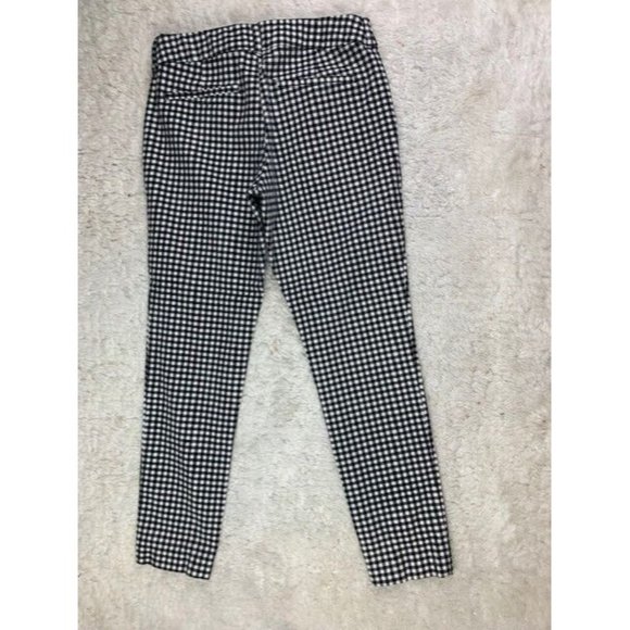 Old Navy Size 2 Womens Pixie Crop Pants Black Checked Stretch Mid Rise - Picture 2 of 4